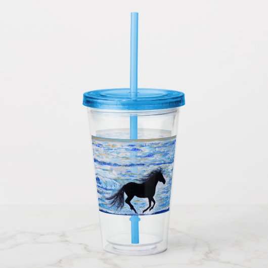 Paarden die vrij lopen door het Zee schilderen Acryl Drinkbeker (Voorkant)