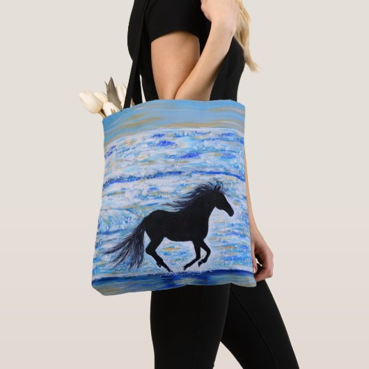 Paarden die vrij lopen door het Zee schilderen Draagtas (Dichtbij)