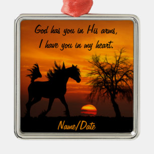 Paarden die vrij op zonsondergang lopen metalen ornament