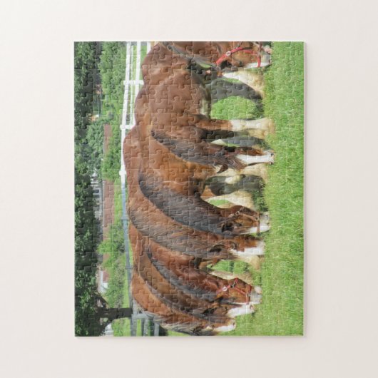 Paarden die zich in een veld voeden legpuzzel (Verticaal)
