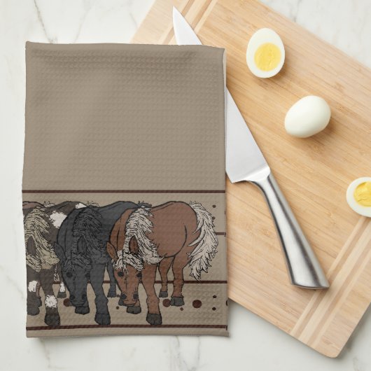 Paarden door figdewdrop keukenhanddoek  (Quarter Fold)