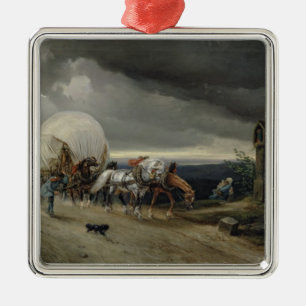 Paarden Drawing Carts up a Hill, 1856 Metalen Ornament