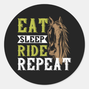 Paarden - Eat Sleep Ride Herhalen Ronde Sticker