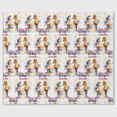 Paarden elegant in feest petten happy birthday cadeaupapier (Vlak)