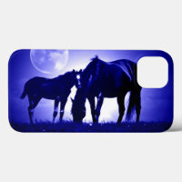 Paarden en blauwe nacht