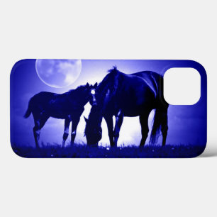 Paarden en blauwe nacht iPhone 13 hoesje