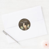  paarden en bloemen Rustic Wood Birthday Ronde Sticker (Envelop)