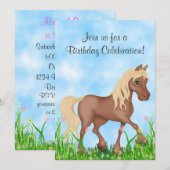 paarden en bloemen verjaardagsuitnodiging kaart (Voorkant / Achterkant)