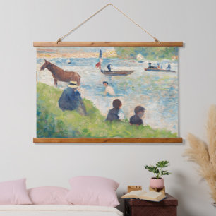Paarden en boten – Studie voor "Bathers at Asnière Hangend Wandkleed