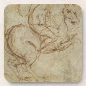 Paarden en Cavalier (pen en inkt op papier) Bier Onderzetter (Voorkant)