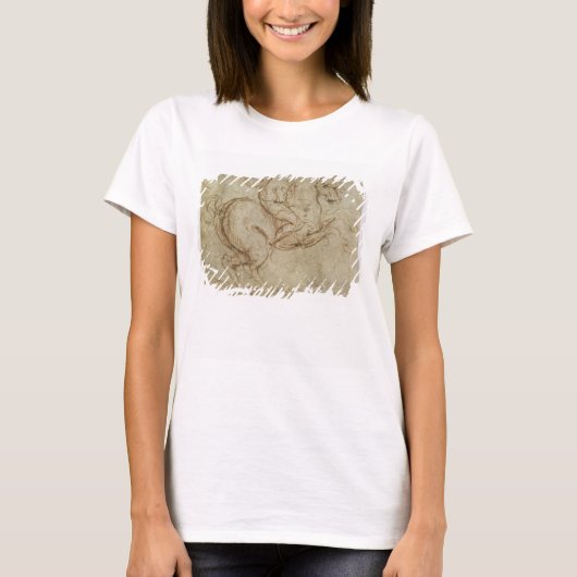 Paarden en Cavalier (pen en inkt op papier) T-shirt (Voorkant)