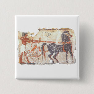Paarden en Chariot Vierkante Button 5,1 Cm