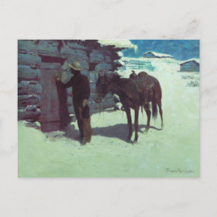 Paarden en cowboy Winter Snow Briefkaart