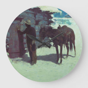 Paarden en cowboy Winter Snow Grote Klok