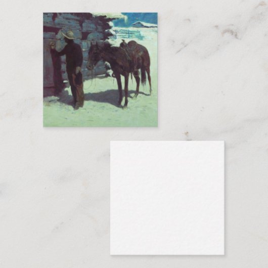 Paarden en cowboy Winter Snow Informatiekaartje (Voorkant / Achterkant)