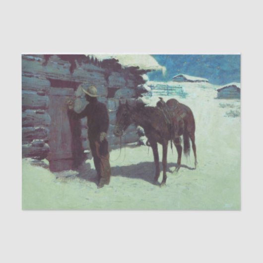 Paarden en cowboy Winter Snow Tissuepapier (Voorkant)