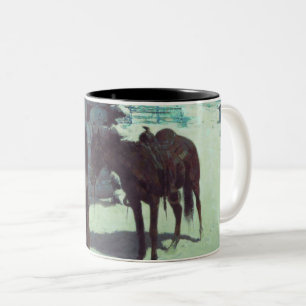 Paarden en cowboy Winter Snow Tweekleurige Koffiemok