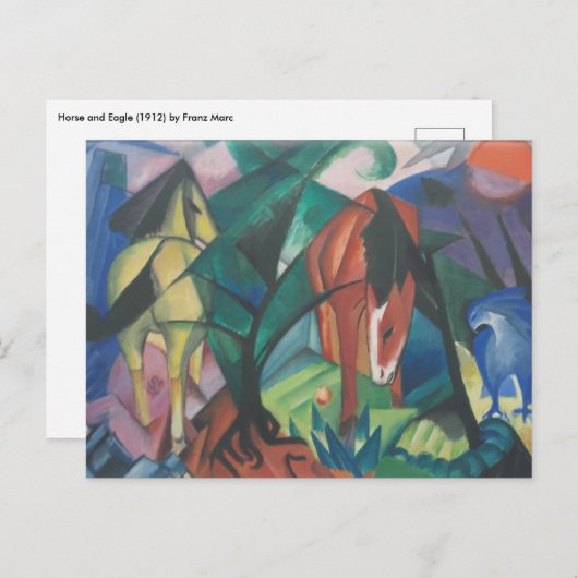 Paarden en Eagle van Franz Marc,  Cubistische kuns Briefkaart (Voorkant / Achterkant)