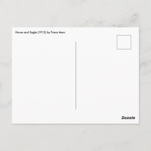 Paarden en Eagle van Franz Marc,  Cubistische kuns Briefkaart (Achterkant)