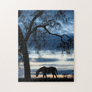 Paarden en eikenbomen - fijne fotografie legpuzzel