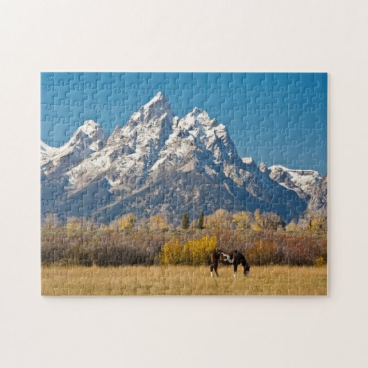 Paarden en Grand Tetons, machinehoofd Ranch Legpuzzel (Horizontaal)