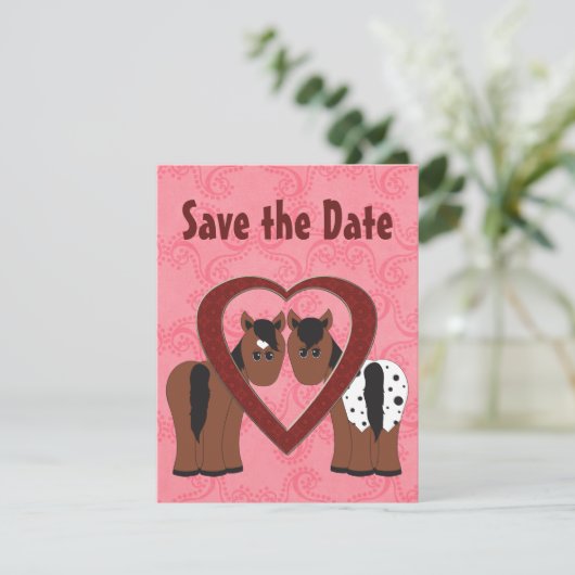 Paarden en hart opslaan Datum bekendmaking Save The Date (Staand voorkant)