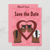 Paarden en hart opslaan Datum bekendmaking Save The Date (Voorkant / Achterkant)