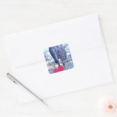 Paarden en hart vierkante sticker (Envelop)