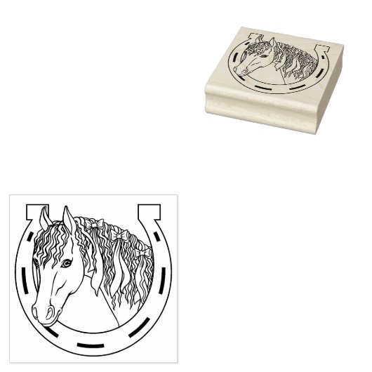 Paarden en Hoefijzer Rubberstempel (Gestempeld)