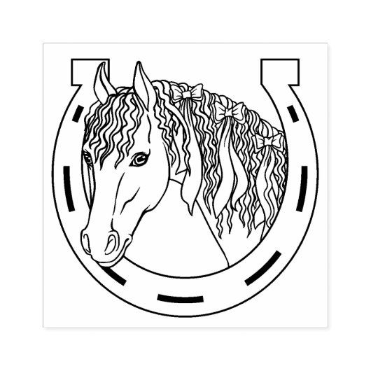 Paarden en Hoefijzer Rubberstempel (Afrduk)