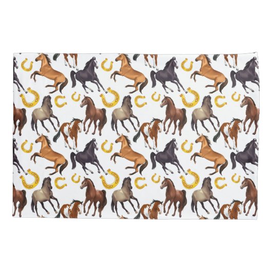 Paarden en hoefijzers op maat kussensloop (Achterkant)