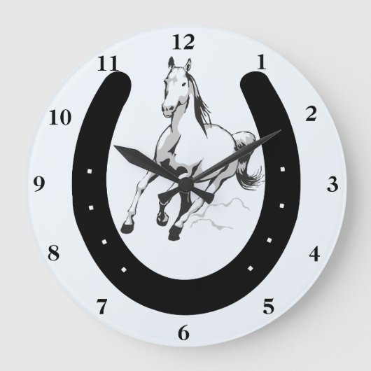 Paarden en Hoefijzers wandklok Grote Klok (Voorkant)