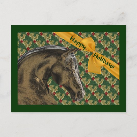 Paarden en Holly Kerstfeestdag Feestdagenkaart (Voorkant)