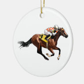 Paarden en jockey keramisch ornament (Links)