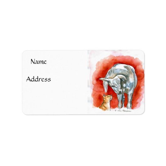 Paarden en kat etiket (Voorkant)