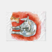 Paarden en kat fleece deken (Voorkant (Horizontaal))