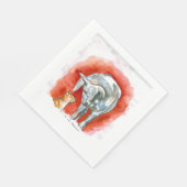Paarden en kat servetten (Hoek)