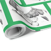Paarden en kerstkerstkerstbedekking cadeaupapier (Rol Hoek)
