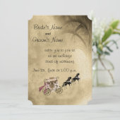 Paarden en koets bruiloft uitnodiging (Staand voorkant)