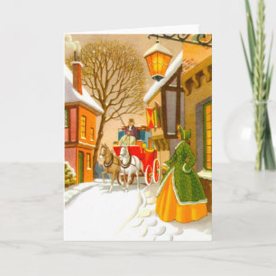 Paarden en koets in de sneeuw feestdagen kaart