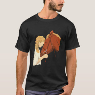 Paarden en meisjes die met hun paardenpestjes te m t-shirt