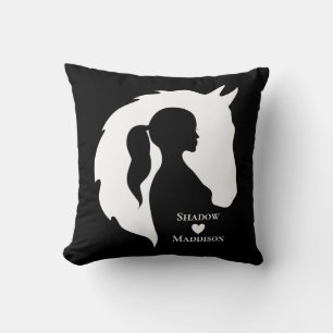 Paarden en meisjes paardenliefhebbers silhouette-h kussen