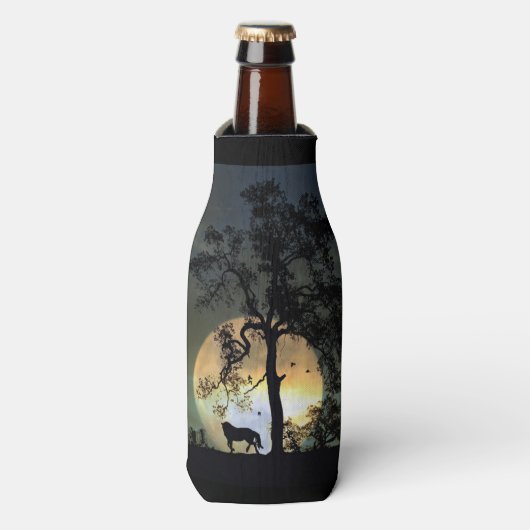 Paarden en Moon Cozy Cup Koelbox Flesjeskoeler (Fles Voorkant)