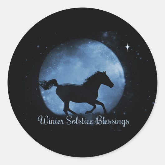 Paarden en moon Winter Solstice Blessings Stickers (Voorkant)