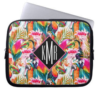 Paarden en palmbladeren | Monogram Laptop Sleeve