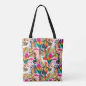 Paarden en palmbladeren | Monogram Tote Bag (Achterkant)