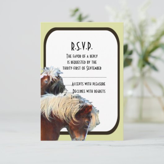 Paarden en pony ruiterbruiloft R.S.V.P. RSVP Kaartje (Staand voorkant)