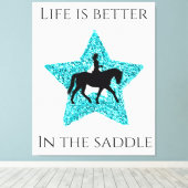 Paarden en Rider - Het leven is beter op de zadelv Canvas Afdruk (Insitu (Houten vloer))