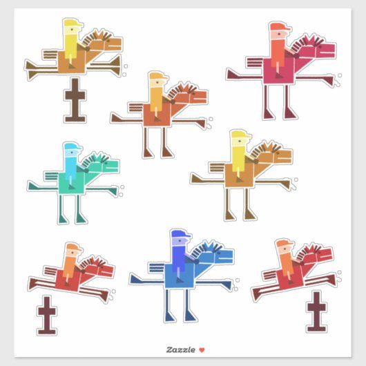 Paarden en rijders sticker (Vel)