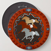 Paarden en schildpadnetten ronde button 6,0 cm (Voorkant /achterkant)